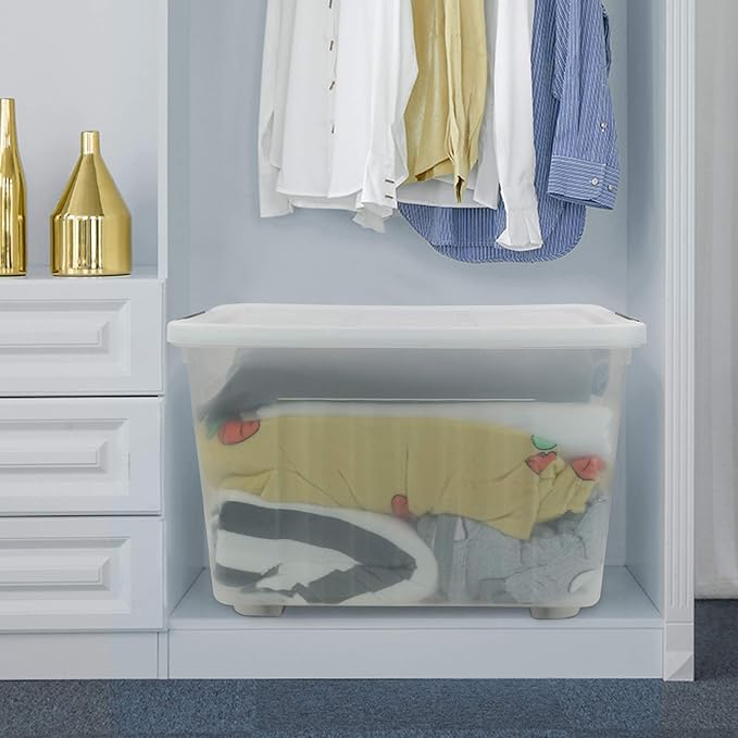 Bringer 70 Qt Latching Plastic Storage Containers with Lids, Clear Large Storage Box with Wheels-NeatNest