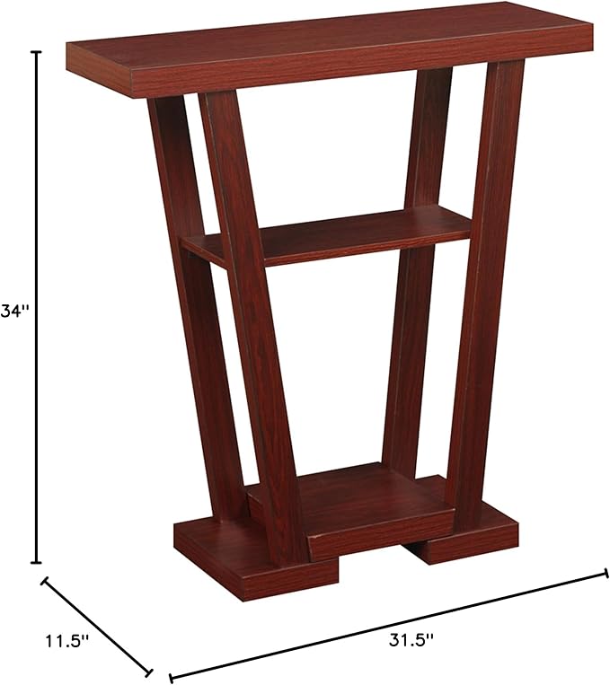 Convenience Concepts Newport V Console Table 31.5" - Modern Sofa Table with Storage Shelves, Narrow Entryway Hall Table for Living Room, Mahogany-NeatNest