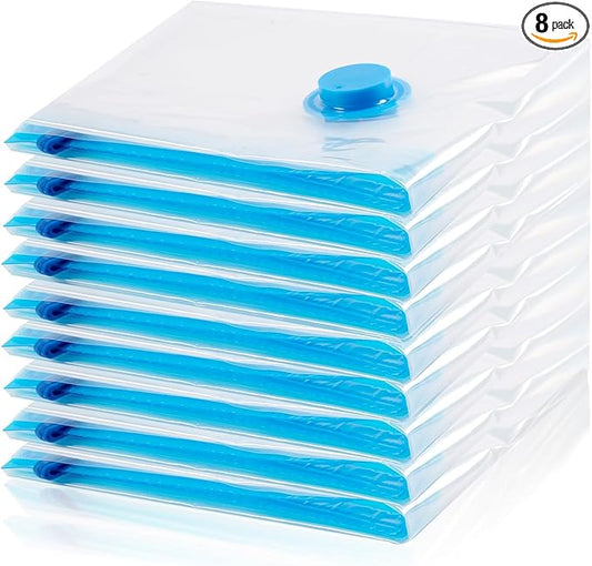 Vacuum Storage Bags, 8 Medium Space Saver Vacuum Sealed Bags for Clothes, Compression Bag Blanket Storage Travel Essentials-NeatNest