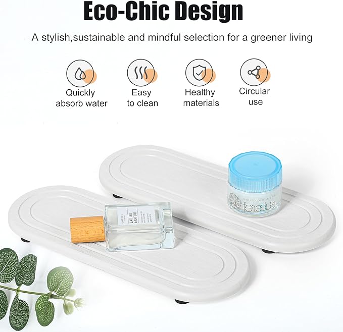 2PCS Water Absorbing Stone Tray, Fast Drying Diatomite Stone Sink Tray, Water Absorbent Diatomite Coasters, Stones Soap Trays for Kitchen Sink, Bathroom Counter Hand Soap Dish & Holders-NeatNest