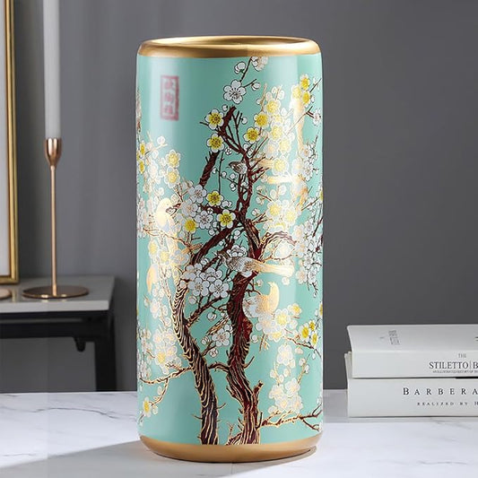 Ceramic Umbrella Stand Living Room Floor-Standing Freestanding Cane Chinese Umbrella Stand Multifunctional Painted Porcelain Vintage Ceramics Flower Vases for Home Office Entrance Indoor(F)-NeatNest