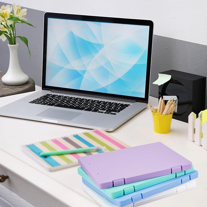 Zhanmai 4 Pcs A4 Paper Organizer Box, Plastic Scrapbook Paper Storage Box File Portable Project Case for 8.5 x 11 Us Letter, Office Document Case Board Game Magazine Art Storage Container PP Colorful