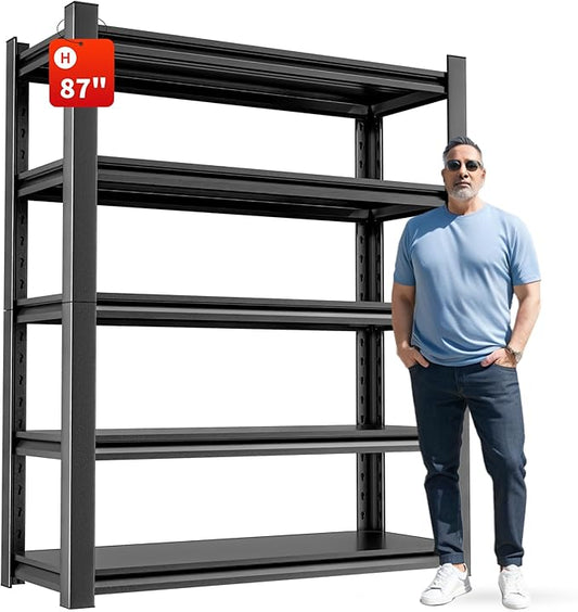 5-Tier Heavy Duty Steel Garage Shelving Unit, Adjustable Metal Utility Shelves, Industrial Storage Rack for Garage, Warehouse, and Storage Solutions 24" D x48 W x87 H-NeatNest