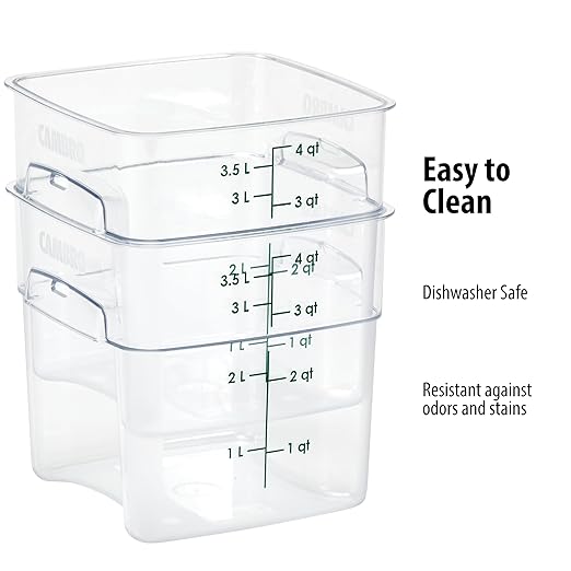 Cambro 4 QT (Quart) Food Storage Container with Lid (2 Pack) - FreshPro Series (Clear)-NeatNest