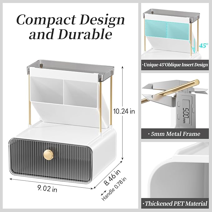 2-Tier Makeup Organizers Countertop,Versatile Bathroom Counter Organizer,Cosmetic Make Up Organizers for Vanity,Cute Skincare Organizer (Grey)-NeatNest