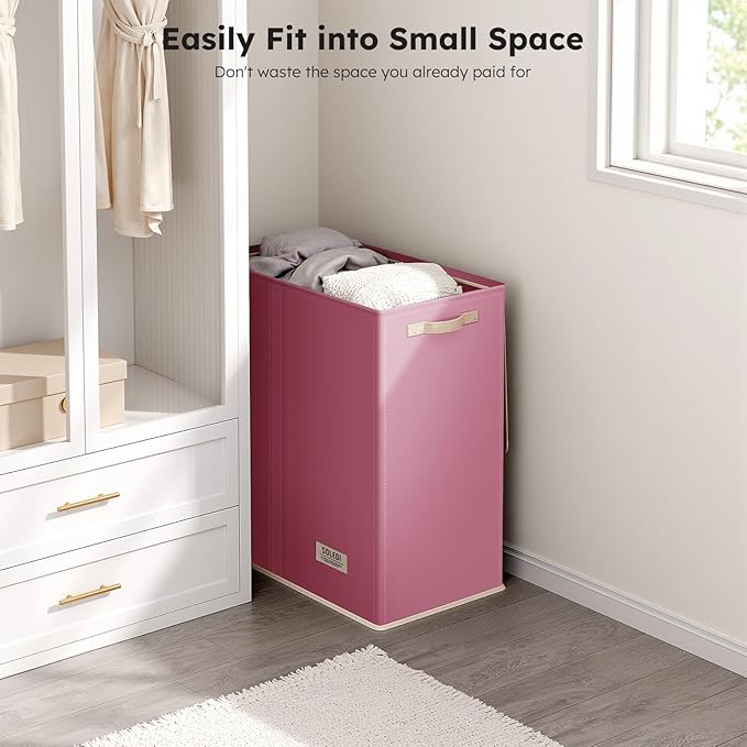 SOLEDI Large Double Laundry Hamper with Lid, Collapsible Clothes Hamper 2 section with Removable Bags, Space-Saving Laundry Basket for Bedroom, Dorm, College-NeatNest