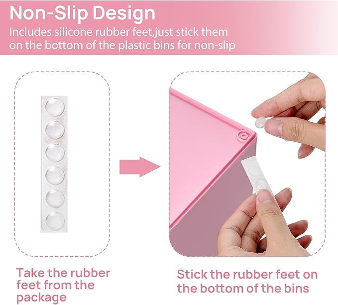 Vtopmart 4Pack Stackable Storage Drawers, 4.4'' Tall Bathroom Makeup Organizer,Plastic Storage Bins For Vanity, Undersink, Kitchen Cabinet, Pantry, Home Organization(Pink)-NeatNest