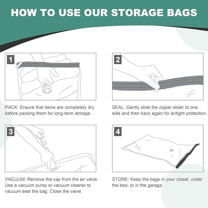 Vacuum Storage Bags, Space Saver Bags, Vacuum Sealed Bags for Comforters, Blankets, Clothes Storage, Hand Pump Included, 10-Jumbo-NeatNest