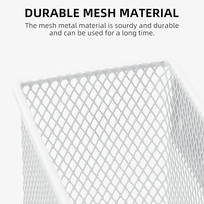 dedoot Magnetic Pencil Holder, Locker Pencil Holder Strong Magnetic Holder for Whiteboard Marker, 4.7x2.3x3.7inch Black Mesh Magnetic Holder for Fridge, Sponge, Recipe, Beverage,White-NeatNest