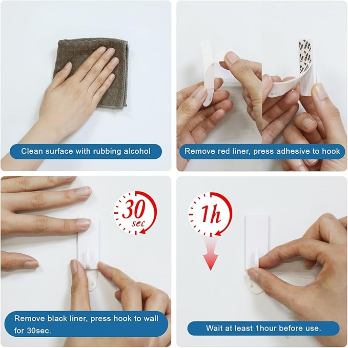 Damage Free Hanging Hook, 20 Hooks with 20 Adhesive Strips, 1 Hook Holds 2 lb,Removable Wall Hook for Hanging Key, Towel, Utility Hooks for Office Kitchen Bathroom Organization,Party Decoration-NeatNest