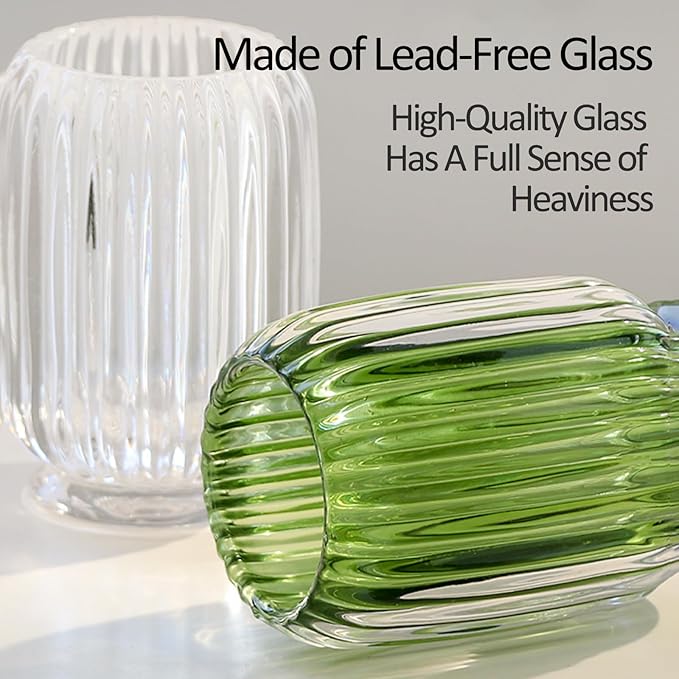 Crystal Makeup Brush holder Organizer, Vintage Make Up Brush Cup Pen Pencil Holder striped vase, Comb Brushes Pen Pencil Storage Box Container (Light Green)-NeatNest