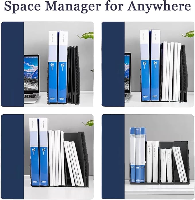SAYEEC Collapsible Magazine File Holder with 4 Compartment Plastic Binder Folder for Desk Hollow Documents Foldable Organizer Desktop Files Cabinet Shelf Frames Divider Rack Display and Storage