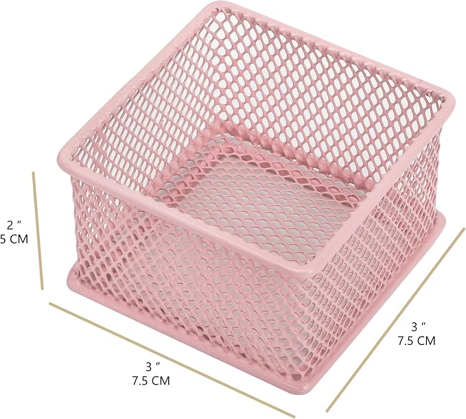 Annova Mesh Stackable Drawer Cabinet and Shelf Organizer Bins Storage Basket School Office Supply Holder Tray- Set of 2 (Light Pink, 3x3x2 Inch)-NeatNest