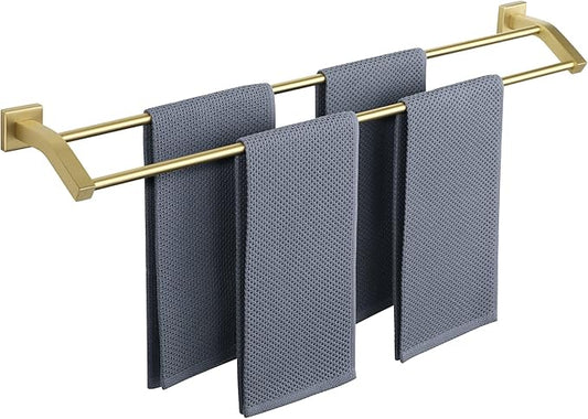 Alise Bath Double Towel Bars Towel Racks for Bathroom,Wall Mount Towel Holder Heavy Duty SUS304 Stainless Steel Towel Hanger Rail,GK9800-G Gold Finish 32-Inch