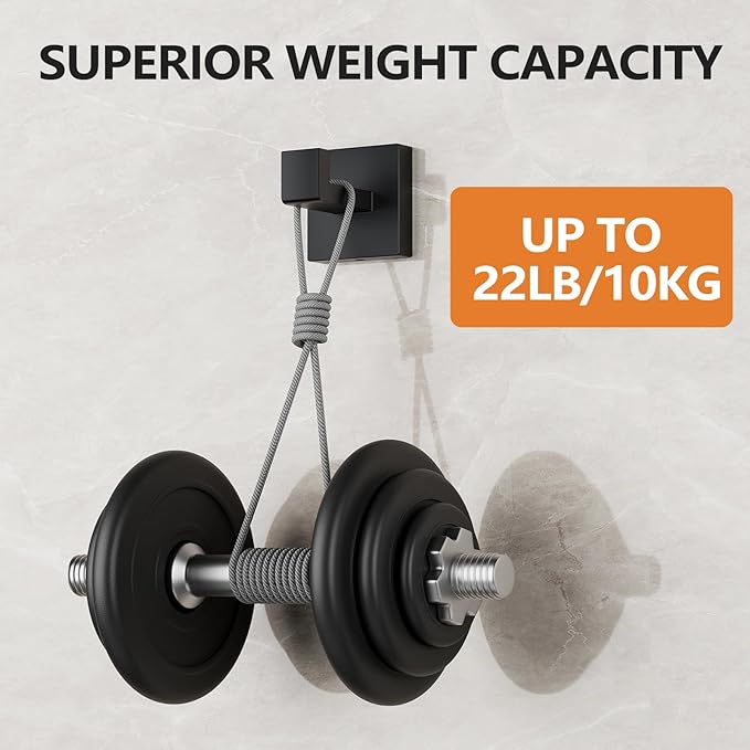 Kruodop 4 PCS Towel Hooks for Bathroom, Wall Mount Towel Holder, Black Matte Wall Robe Hook,Square Stainless Steel Door Hanger Towel Hook for Kitchen, Bedroom,Hotel,Pool,Coats