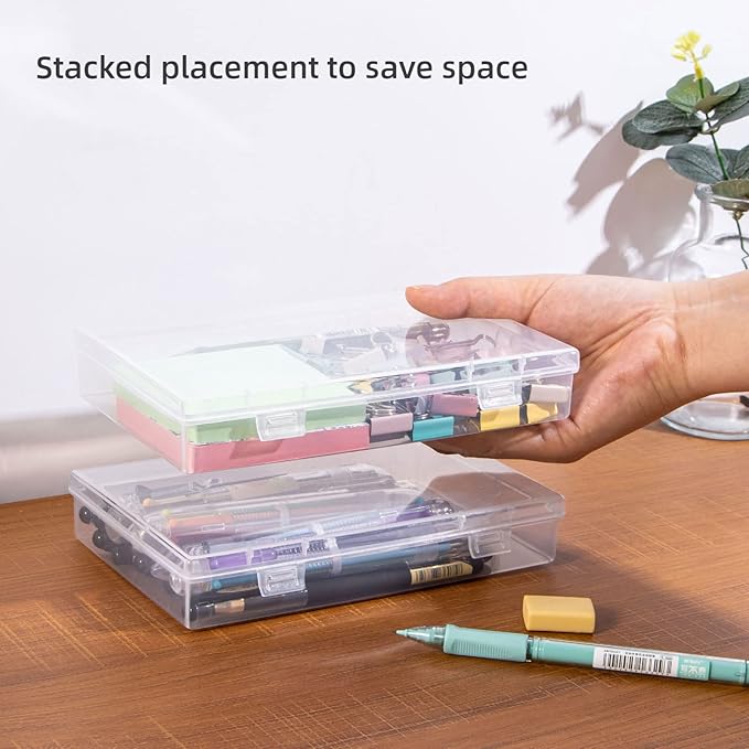 Clear Container with Lid, 4 Packs Rectangular Storage Containers Plastic Storage Box 7.1''×4.6''×1.2'' Small Clear Storage Box for Storage, Beads, Crafts Accessories-NeatNest