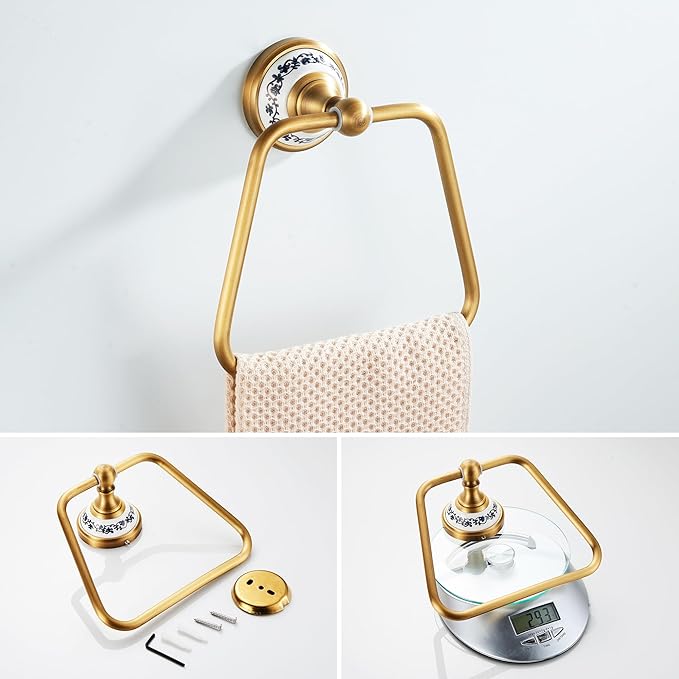 Antique Bronze Bathroom Hardware Set,Adjustable Towel Rack, Toilet Roll Paper Holder,Hand Towel Holder,Hook, Bathroom Accessories Set Wall Mounted,Porcelain Design