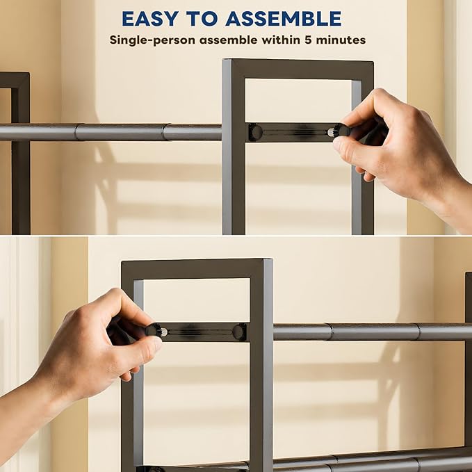 Mavivegue 3 Tier Expandable Shoe Rack for Closet, 19“- 43” Adjustable Shoe Rack for Entryway, Shoe Shelf, Black-NeatNest