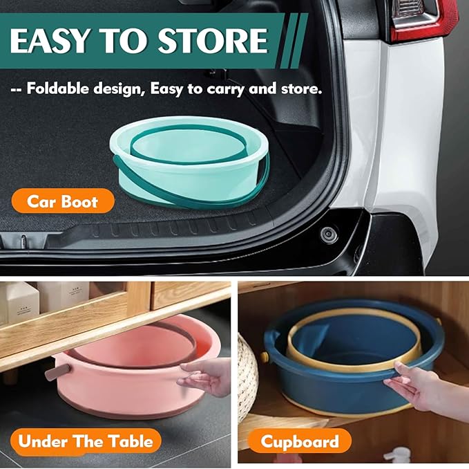 Collapsible Bucket 3PCS 1.3 Gallon/5L Small Plastic Household Cleaning Mop Buckets Foldable Water Bucket for Car Wash Fishing Camping Beach (3PCS)-NeatNest