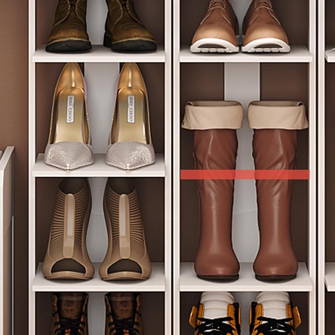 HOMEFORT 10-Tier Vertical Shoe Rack, Corner Shoe Tower, Slim Shoe Organizer with Two Hanging Hooks, Wooden Shoe Storage Stand for Entryway, Hallway, Closet (White)-NeatNest