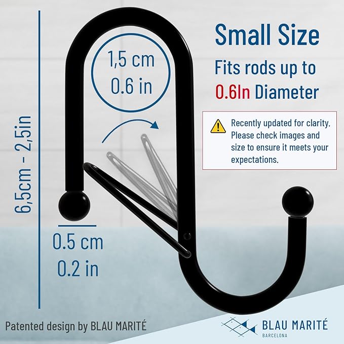 10-Pack Metal S Hooks for Hanging – Heavy-Duty S-Shaped Hook with Safety Buckle – Fits Bars up to 0.6 in – Anti-Drop Hooks for Kitchen, Pot Racks & Towel Bars – Black (Small)-NeatNest