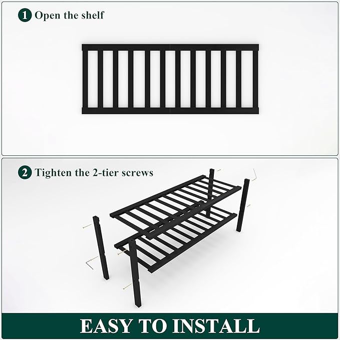 Smiry Shoe Rack, 2 Tier Bamboo Shoe Organizer, Stackable Free Standing Wooden Shoe Storage Shelf for Closet, Entryway, Front Door Entrance, Black-NeatNest