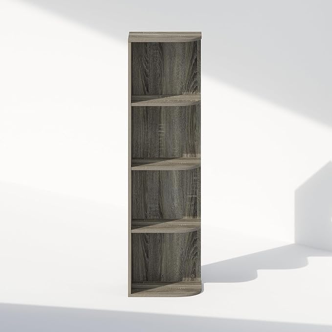 Furinno Reed 4-Tier Space Saving Corner Storage Display Shelf, French Oak-NeatNest