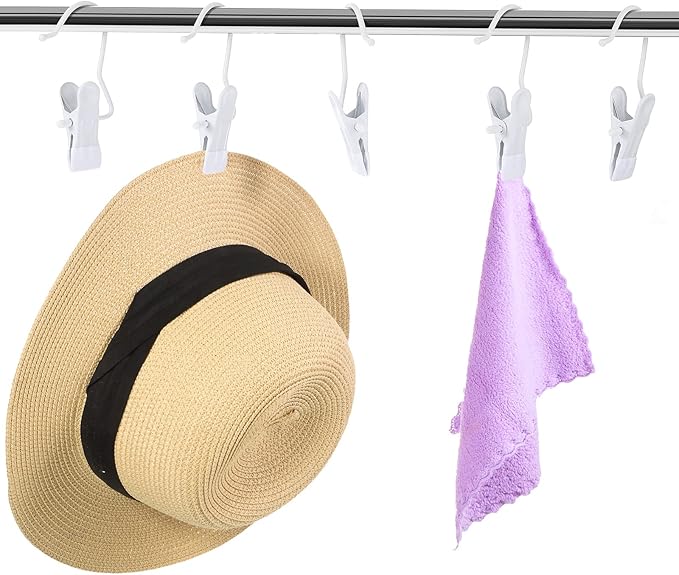 Hotop Boot Hanger Clips for Closet, Laundry Hanging Hooks Heavy Duty Clips Boot Holder Portable Single Hooks Space Saving for Pants Jeans Clothes Hats Tall Towels(White,20 Pieces)-NeatNest