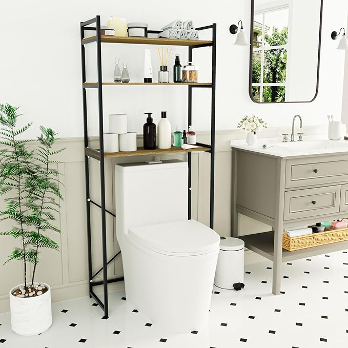 3-Tier Over The Toilet Storage Rack, Space-Saving, Over Toilet Bathroom Organizer Shelf, Above Toilet Shelves