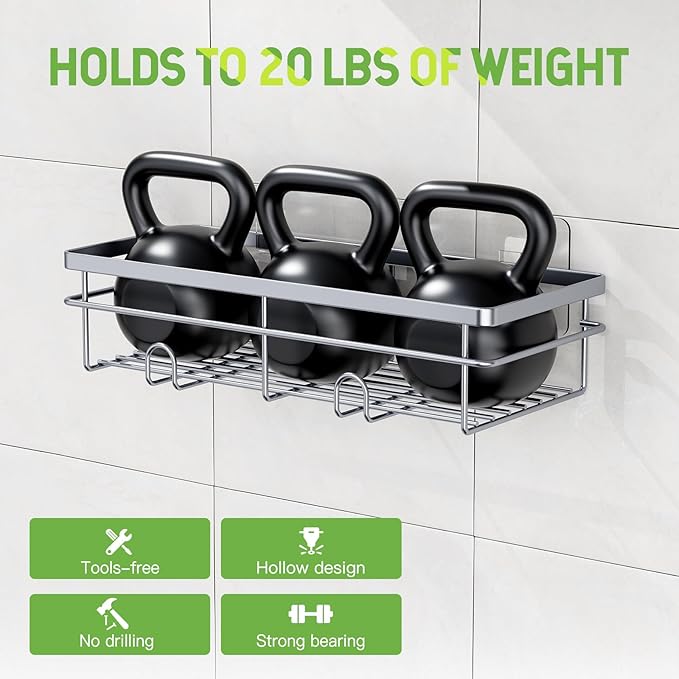 Uamector Shower Caddy Organizer Rustproof - Bathroom Shelves Rack for Home Decor & Storage - Adhesive Wall Shampoo Holders for Inside - Bath Tub Organization