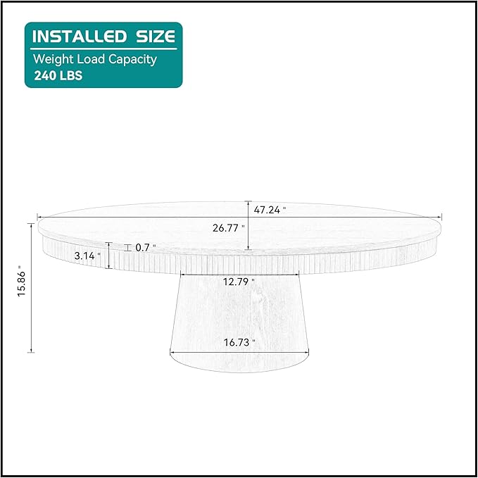 kevinplus 47.24'' Oval Coffee Table for Living Room, Modern Mid-Century Pedestal Wood Coffee Table, Easy Assembly, Oak