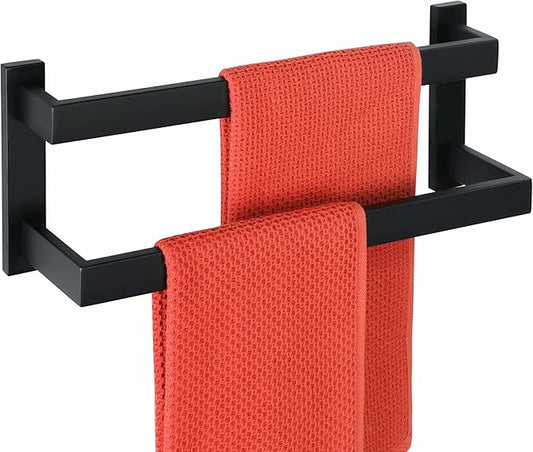 Alise Bath Double Towel Bars,Black Towel Holder Towel Racks for Bathroom Lavatory,Wall Mount Towel Hanger SUS304 Stainless Steel Towel Rail,GOY2400-B Matte Black 16 Inch