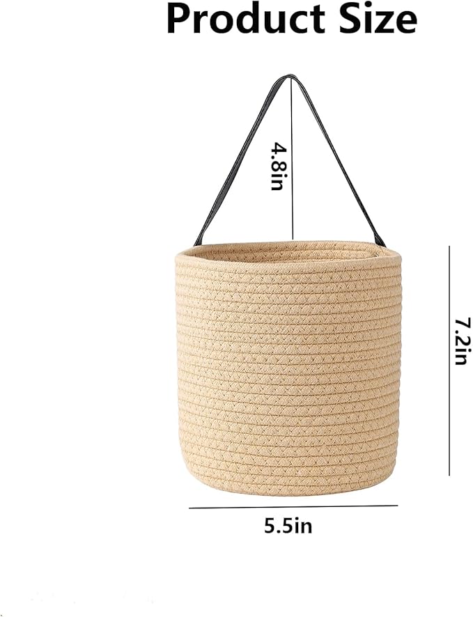 2-Pack Jute Rope Wall Baskets,small Woven Fern Storage Hanging Rope Basket,Bohe Storage Basket for Organizing Daily Essentials Flower Plants Wall Basket Decor