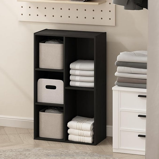 Furinno Reed 5-Cube Open Shelf Multipurpose Closet & Clothing Storage, Storage Organizer, Blackwood-NeatNest