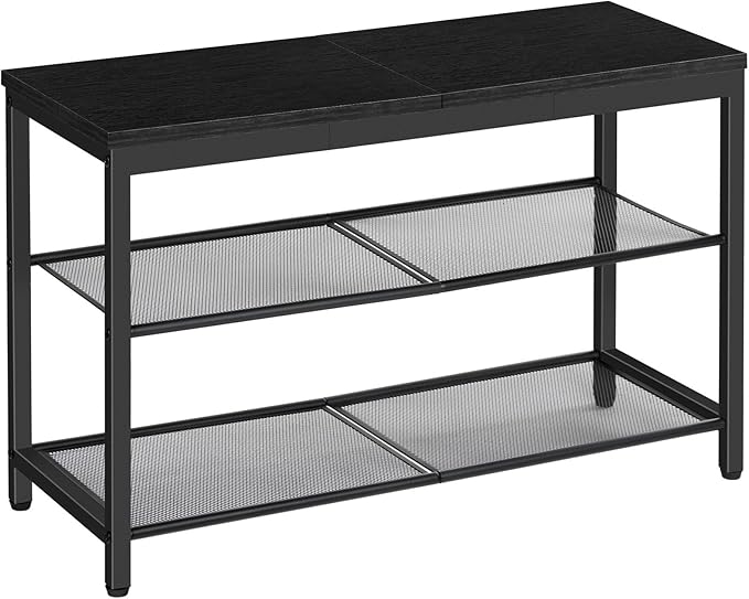 HOOBRO Shoe Bench, 3-Tier Shoe Rack, Industrial Shoe Organizer Storage Bench, 29.5 inches Entry Bench with Mesh Shelves, for Entryway, Living Room, Hallway, Easy Assembly, Black BB75HX01-NeatNest
