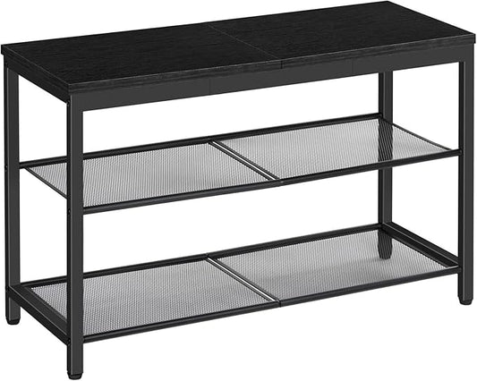 HOOBRO Shoe Bench, 3-Tier Shoe Rack, Industrial Shoe Organizer Storage Bench, 29.5 inches Entry Bench with Mesh Shelves, for Entryway, Living Room, Hallway, Easy Assembly, Black BB75HX01-NeatNest