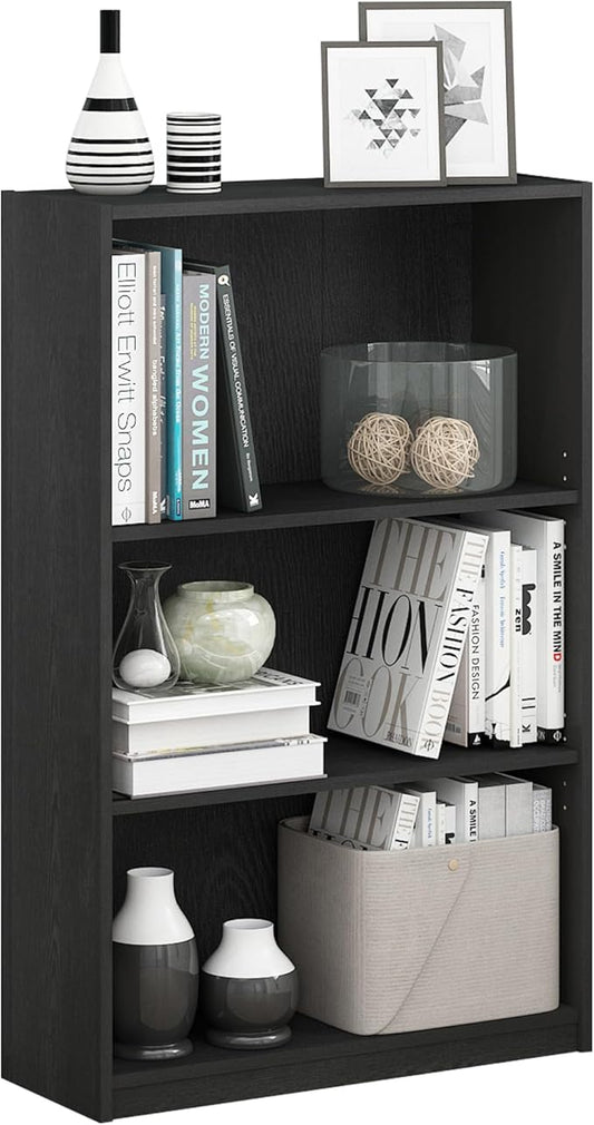 FURINNO JAYA Simple Home 3-Tier Adjustable Shelf Bookcase, Black