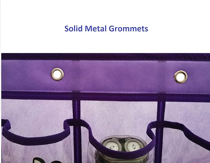 Classroom Pocket Chart for Phone Calculator Holder Over The Door Hanging Closet Jewelry Organizer with 30 Clear Pockets (Purple)-NeatNest