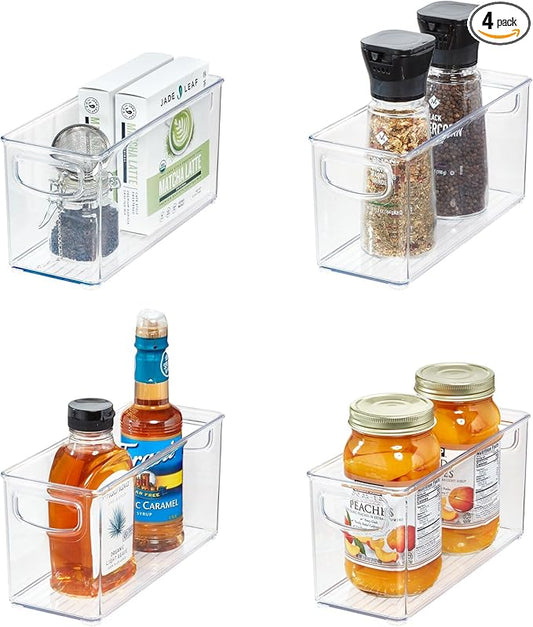 iDesign Stackable Storage Bin - Organization for Kitchen Pantry, Set of 4, Clear, Made in USA