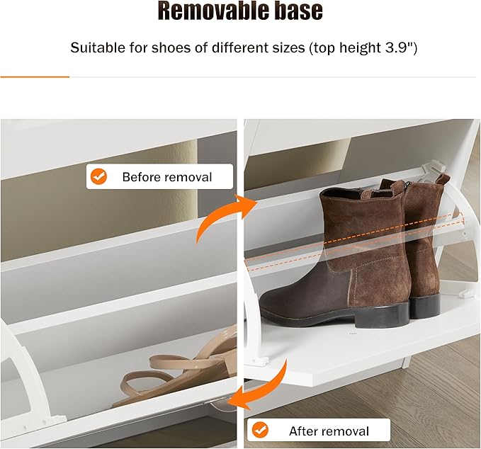 Haotian White Shoe Cabinet with 4 Flip Drawers, Large Freestanding Shoe Rack, Modern Shoe Organizer for Entryway, Hallway, Entance FSR79-W-NeatNest