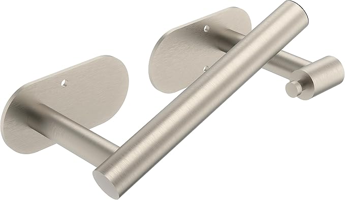 Brushed Grey Toilet Paper Holder Self Adhesive or Wall Mounted, SUS304 Stainless Steel Rustproof Adhesive Toilet Roll Holder no Drilling for Bathroom, Kitchen, Washroom (1 Pack, Brushed)-NeatNest
