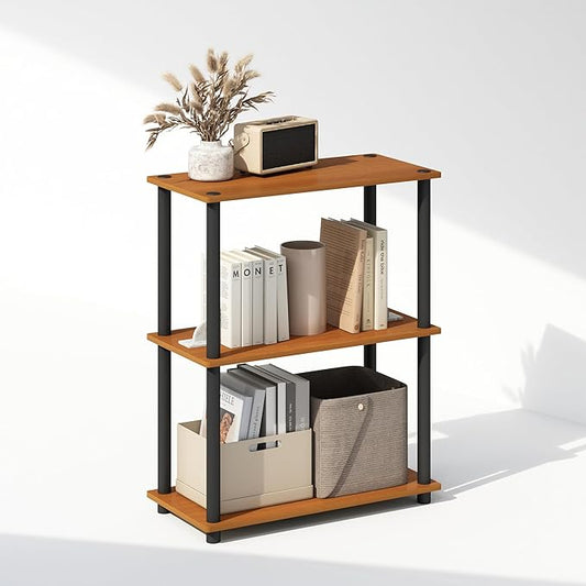 Furinno Turn-N-Tube 3-Tier Multipurpose Compact Bookcase, Light Cherry-NeatNest