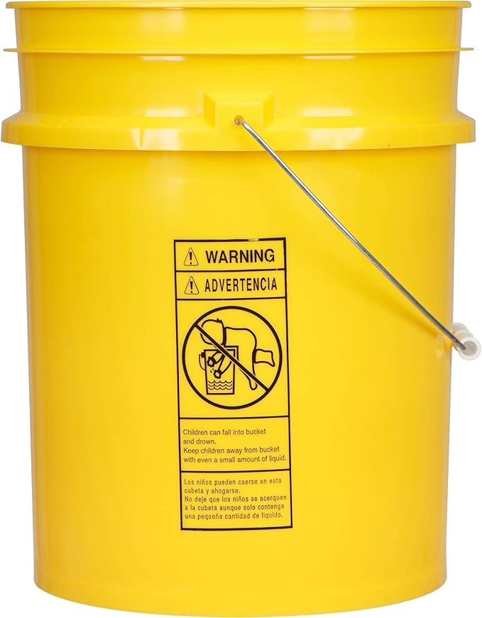 House Naturals 5 Gal Yellow Plastic Bucket with Lid Food Grade BPA Free Premium 90 mil Pail