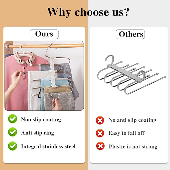 Kalimdor Pants Hangers 2 Pack Space Saving Metal Closet Organizer,Clothes Pants Hangers,Anti-Slip Design,Closet Organizers and Storage for Pants Jeans Skirts Scarf Legging-NeatNest