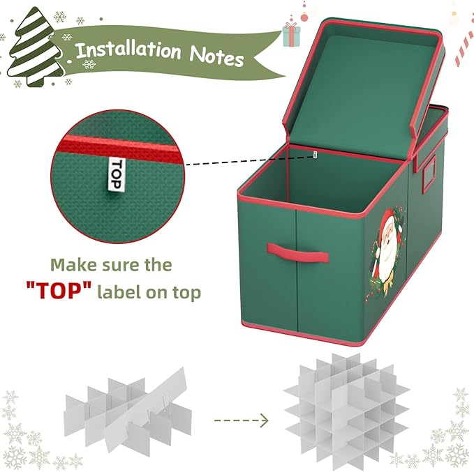 Christmas Ornament Storage Box Christmas Ornament Storage 128 Ornaments Slots 600D Oxford Material Christmas Ornaments Organizer Containers with Handles Holiday Organizer Storage Box-NeatNest