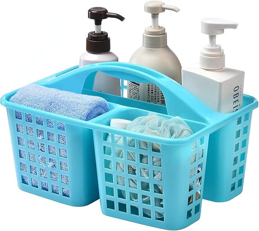 Portable Shower Caddy Basket,Convenient Cleaning Supplies Organizer with Compartments and Handle,Ideal for Bathroom, Bedroom, Kitchen, College Dorm,Garden,etc.12.4" x 7.4" x 5.1"Blue