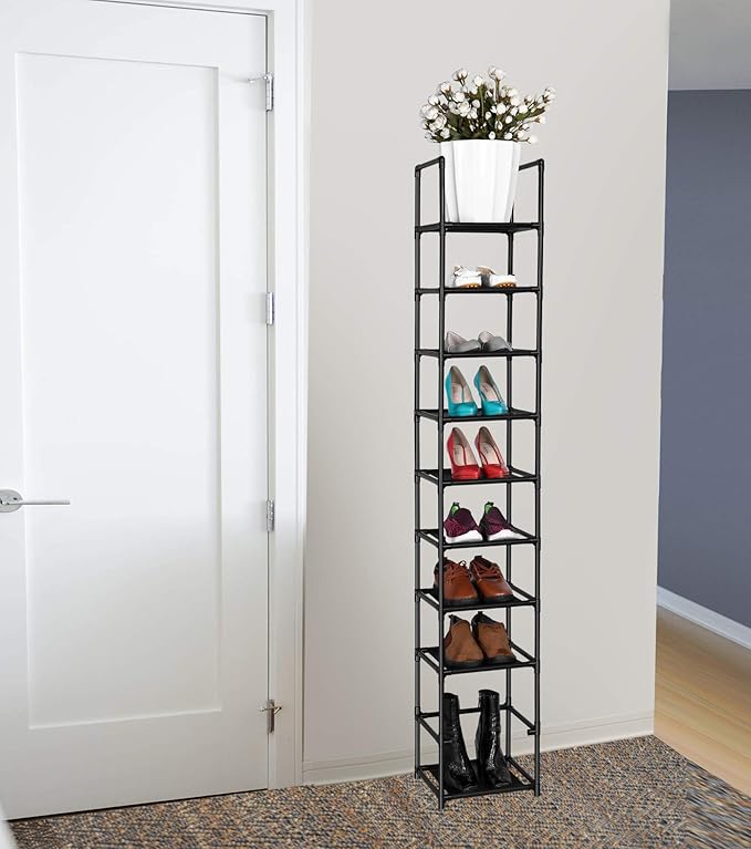 FIDUCIAL HOME 10 Tiers Shoe Rack Space Saving Vertical Single Pairs Sturdy Shoe Shelf Storage Organizer-NeatNest
