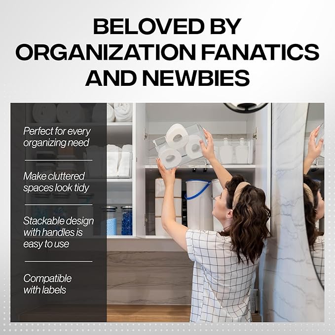 ClearSpace Clear Plastic Storage Bins – Pantry Organizers & Storage Containers, Cabinet Organizer - Home Organization Must Haves for Kitchen, Laundry Room, Office, Closet, Garage & Freezer-NeatNest