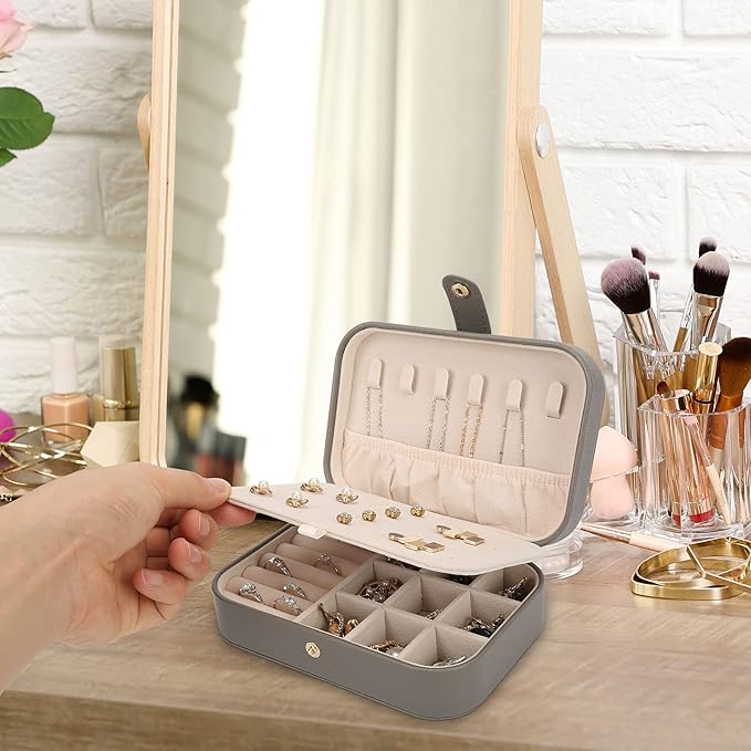 Jewelry Organizer, Small Jewelry Box Mini Jewelry Travel Case Storage and Organizer Portable Jewelry Storage Box/GRAY-NeatNest