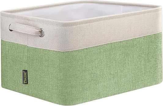 BALEINE 1 Pack Fabric Storage Bins for Shelves, Linen Storage Baskets for Organizing, Decorative Closet Bins for Clothes, Home (Green, 12"x8"x8")-NeatNest